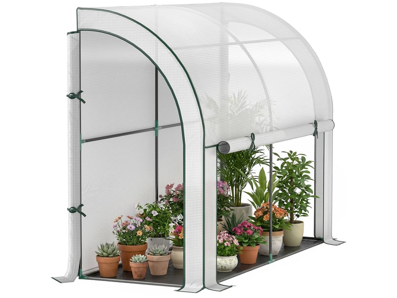  Serre murale, abri pour plantes accessible, bâche en plastique, 300 x 80 x 157 cm, blanche  - Conforama A