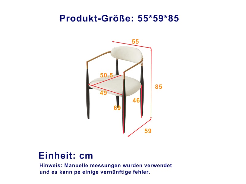  Lot de 2 chaises de salle à manger beiges, noires et dorées avec accoudoirs  - Conforama E