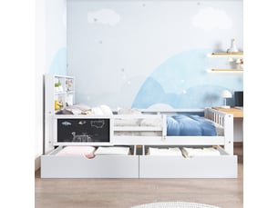 Lit avec rangement 90x200 cm <strong>KORFEE</strong>  <strong></strong> coloris blanc