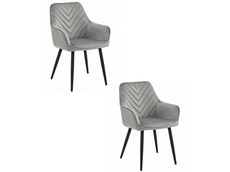Family chaise nana - velours gris argentépieds noirs x 2  - Conforama A