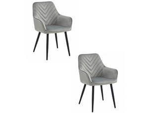 Chaise - leobert - nana - velours gris argentépieds noirs - lot de 2