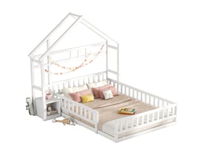 Lit cabane 140x200 cm BEAOK coloris blanc