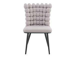 Lot de 2 chaises 54x48x88 cm salle à manger design luxe en velours gris clair, dossier à motif perlé, pieds métal noir