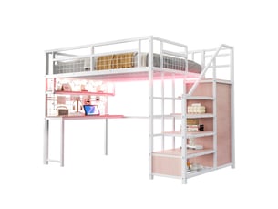 Lit mezzanine 140x200 cm <strong>MERAX</strong>  <strong>lit enfant blanc</strong> coloris blanc