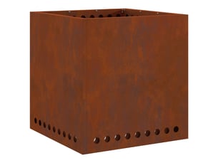 Brasero exterieur, foyer sans fumée rouillé 48x48x50 cm acier patiné
