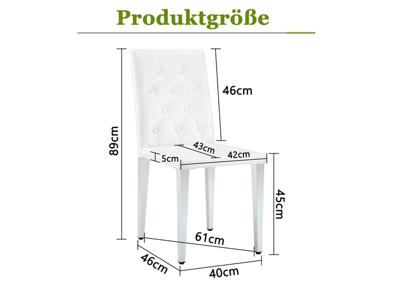  Lot de 4 chaises de salle à manger en pu blanc, pieds métal argenté brillant  - Conforama C