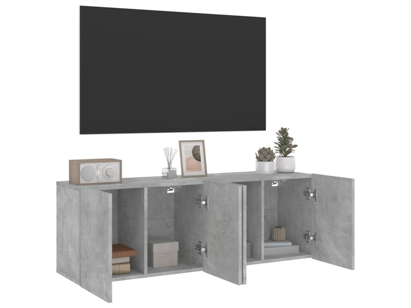  Meubles tv - banc tv - meuble de rangement muraux 2 pcs gris béton 60x30x41 cm  - Conforama E