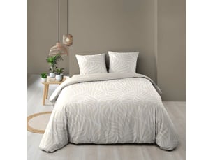 Housse de couette 260 x 240 cm imprimée 57 fils morganeva naturel 2 taies incluses