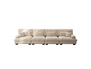 Canapé d'angle droit fixe LEYTN 4 places Tissu marron