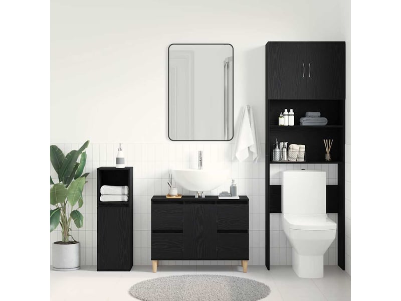 Meuble de lavabo de salle de bain, armoire de bain chêne noir 80 x 33 x 60 cm cf65536 - Conforama D