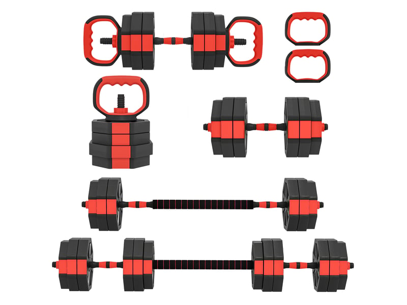  Ensemble d'haltères 6 en 1, réglables jusqu'à 25 kg, pour l'entraînement musculaire à domicile  - Conforama A