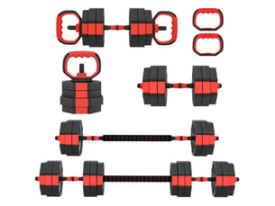 Ensemble d'haltères 6 en 1, réglables jusqu'à 25 kg, pour l'entraînement musculaire à domicile
