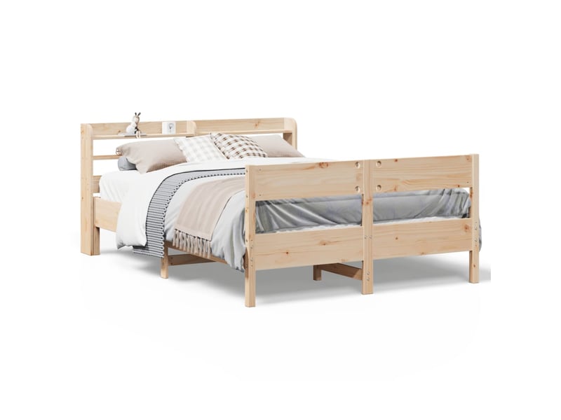  Lit double- lit adulte -  cadre de lit sans matelas 150x200 cm bois de pin massif  - Conforama A