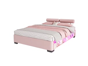 Lit avec rangement 140x200 cm <strong></strong> <strong></strong> coloris rose