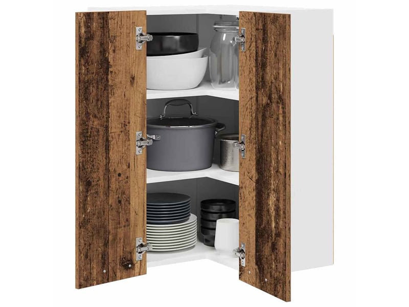  Meuble de rangement cuisine, armoire suspendue bois ancien et blanc 57x57x80cm  - Conforama C