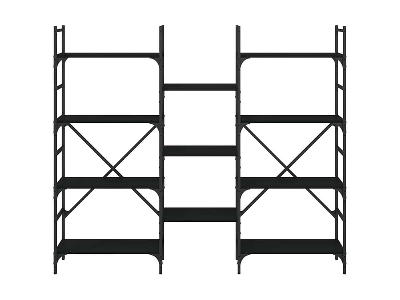  Bibliothèque, meuble de rangement salon noir 160x28,5x136,5 cm bois d'ingénierie  - Conforama E