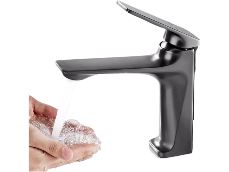  Robinet moderne lavabo salle de bain eau froidechaude lavabo évier robinet évier mono levier plan de travail anti-éclaboussures(gris gun)  - Conforama A