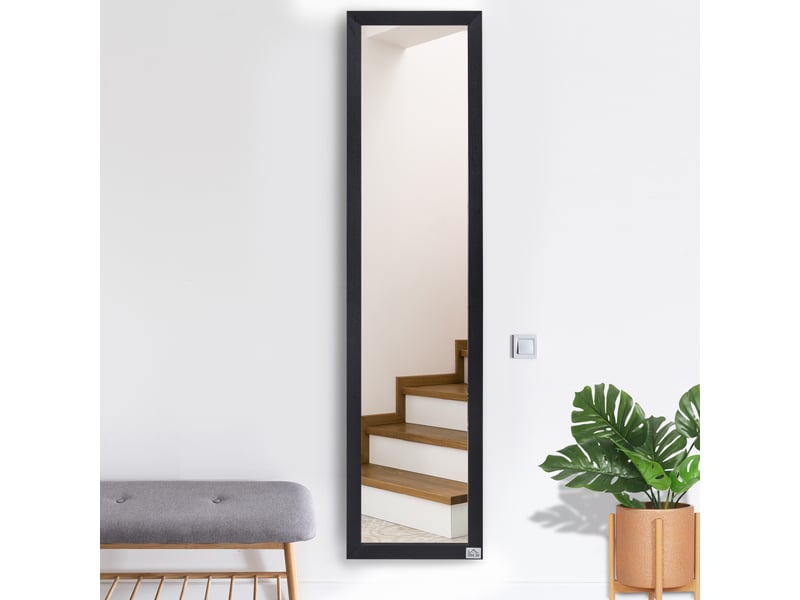  Miroir sur pied et mural rectangulaire miroir de sol pleine longueur dressing chambre salon noir dim. 37l x 37l x 154h cm  - Conforama D