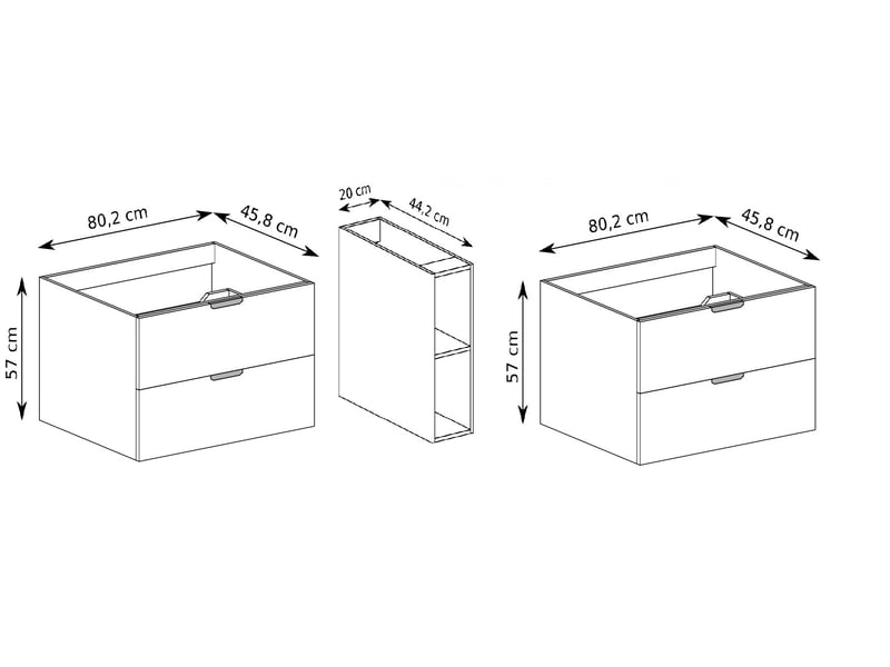  Meuble sous vasque suspendu avec étagère centrale 4t novo l.180 cm effet chêne hikora  - Conforama C