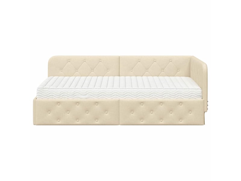 Lit adulte, lit simple, cadre de lit d'angle crème 90x200cm tissu cf7033 - Conforama E