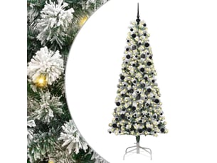 Sapin de noël, arbre de noël artificiel à branches articulées vert et blanc cf61134