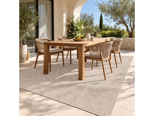 The white stone tapis extérieur avec bordure 200x290 cm tourterelle | pour intérieur et extérieur, résistant aux uv et à l'eau, lavable | tapis en polypropylène tissé à plat effet sisal