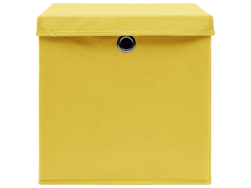  Boîtes de rangement avec couvercles 10 pcs 28x28x28 cm jaune  - Conforama D