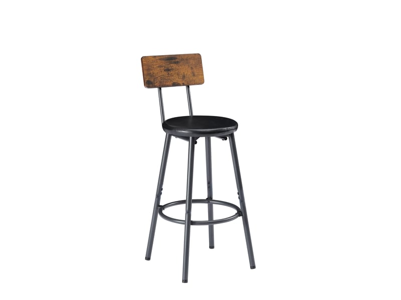  Ensemble bar industriel brun rustique et noir avec 3 tabourets rembourrés en pu  - Conforama D