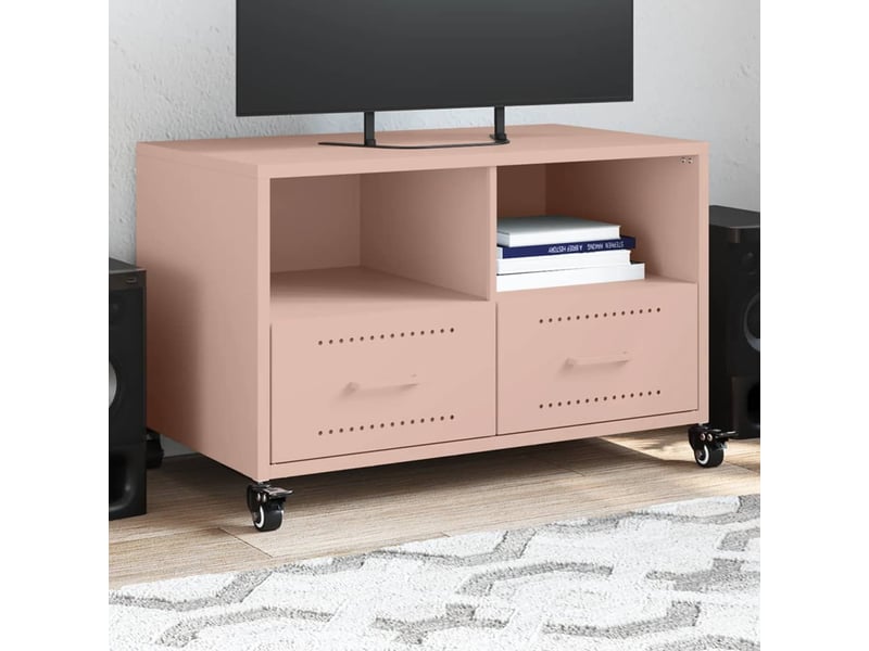  Meuble tv - banc tv - meuble de rangement rose 68x39x43,5 cm acier  - Conforama B