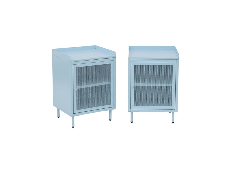  Lot de 2 tables de chevet industrielles métal bleu clair 1 porte grillagée. 40 x 37 x 58.5 cm - ohio  - Conforama A