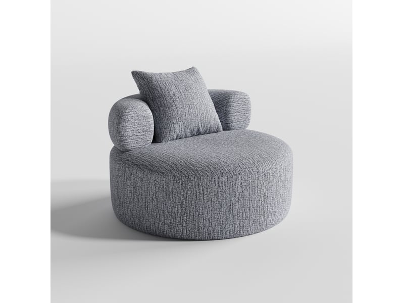  Fauteuil rond en chenille avec coussin, 100 cm, gris evryae  - Conforama A