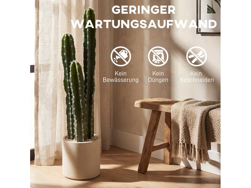  Plante artificielle cactus 95 cm avec pot décoratif vert  - Conforama E