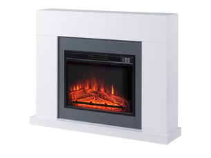 Cheminée électrique avec manteau blanc, 1800-2000 w, chauffage jusqu’à 37 m²