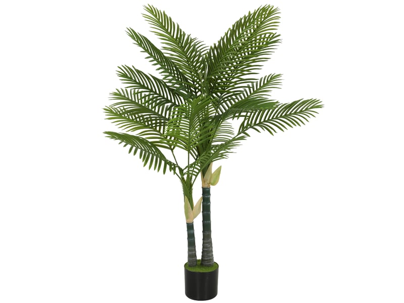  Palmier artificiel de 150 cm, avec 16 palmes, grande plante artificielle en pot pour salon ou balcon, vert  - Conforama B