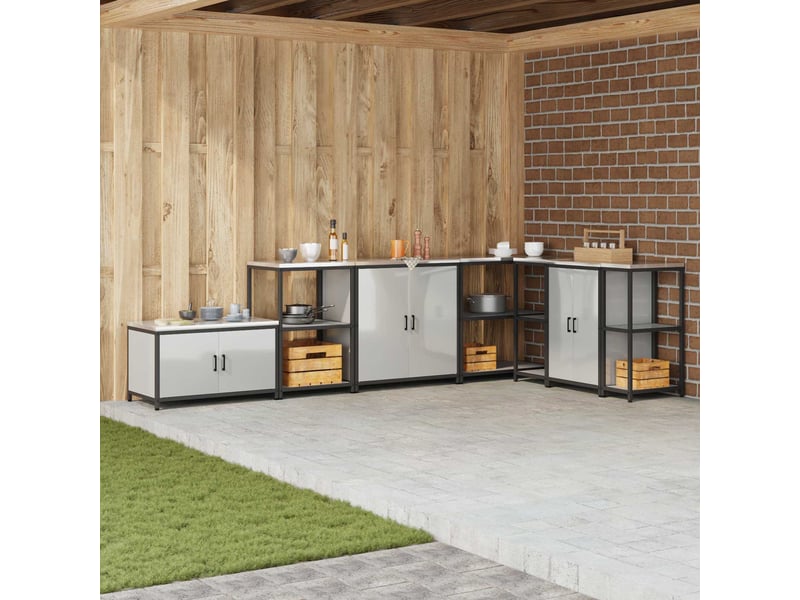  Meuble de rangement de cuisine hattem argenté 90x50x53cm shl5055  - Conforama B