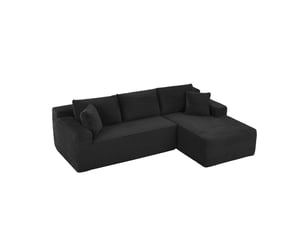 Canapé d'angle compressé droit fixe <strong>OKMYHOME</strong> <strong></strong> 4 places Tissu noir
