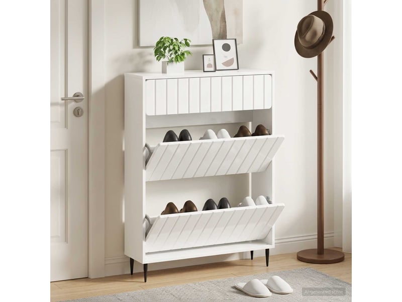  Meuble à chaussures, cabinet à chaussures zwolle 78x24x103 cm bois d'ingénierie shl3686  - Conforama B