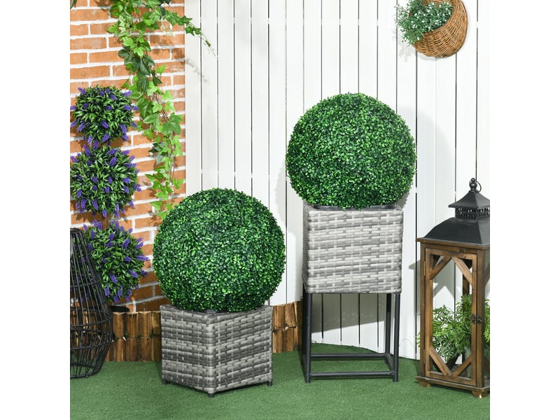 Lot de 2 sphères de buis artificiel, ø50 cm, décoration intérieure et extérieure, vertes  - Conforama D
