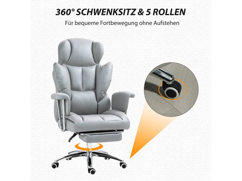  Chaise de bureau ylener ergonomique avec repose pieds pivotante gris clair  - Conforama D