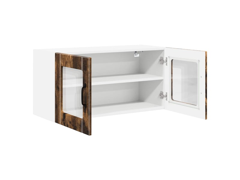  Meuble mural de cuisine, cabinet en verre mural chêne fumé 80x31x40cm shl7437  - Conforama E