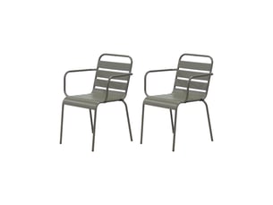 Lot de 2 chaises de jardin en métal taupe avec accoudoirs - baca