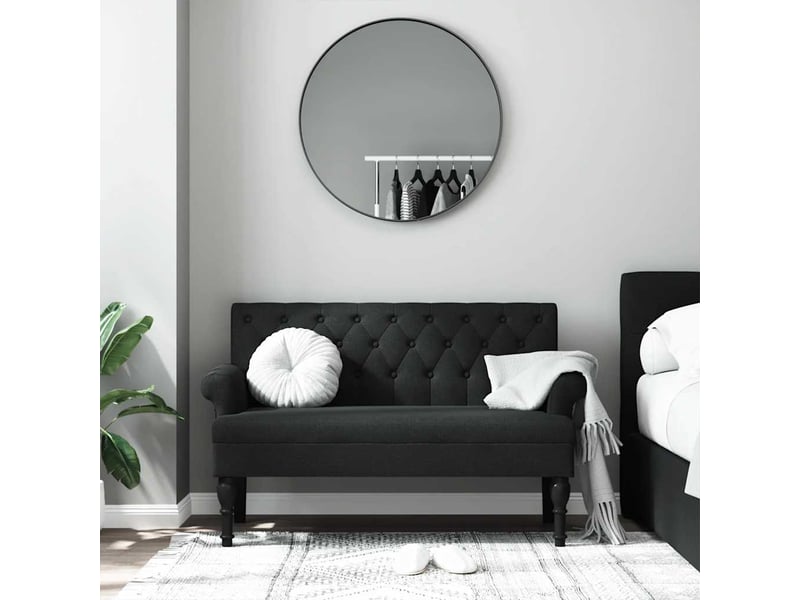  Banc salon, banc interieur avec dossier noir 120x62x75,5 cm tissu  - Conforama C