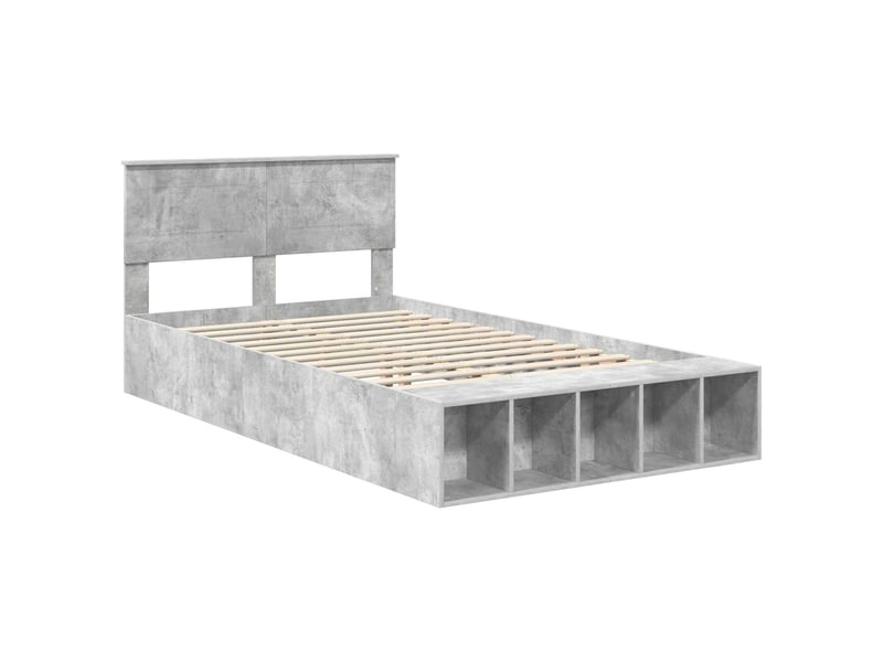  Lit double- lit adulte -  cadre de lit gris béton 120 x 190 cm bois d'ingénierie  - Conforama C