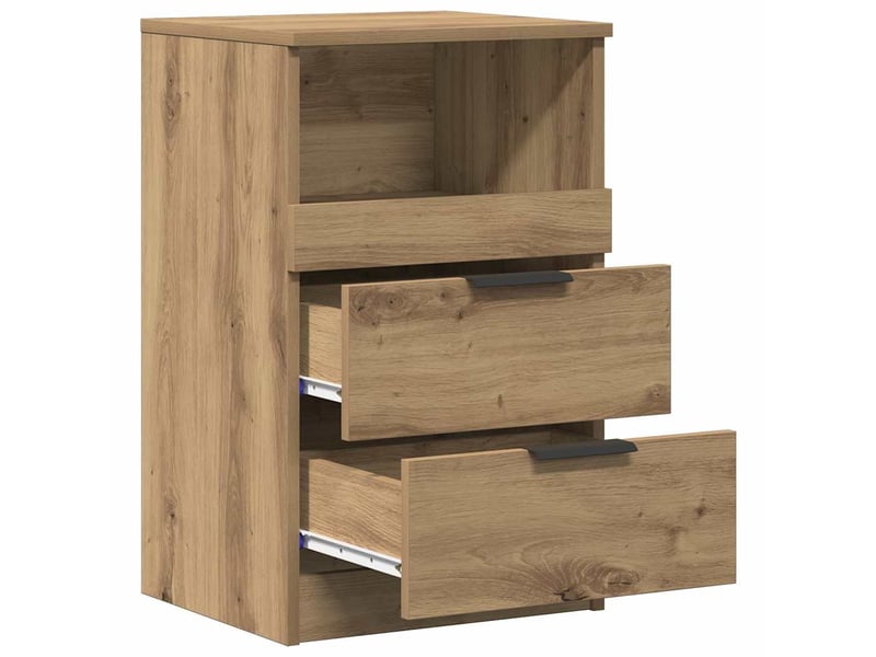 Bedside table de chevet - table 2 pc chêne artisanal medium engineered wood  - Conforama D
