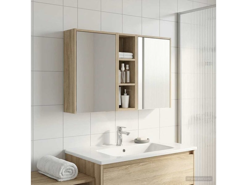 Ensemble de meubles de salle de bain 3 pcs 106x16x62.5 cm shl7663 - Conforama D