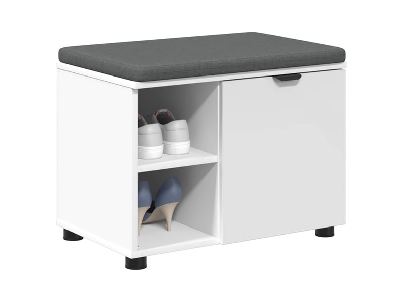  Banc d'entrée blanc 60x38x46 cm bois ingénierie et tissu shl31402  - Conforama C