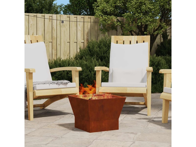 Brasero exterieur, foyer camping rouillé 40x40x35 cm acier patiné - Conforama B