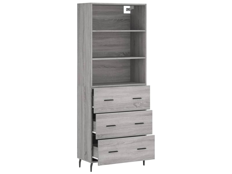  Buffet haut - bahut - meuble de rangement sonoma gris 69,5x34x180 cm bois d'ingénierie  - Conforama D