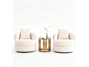 Fauteuil fixe pivotant  MAISONORA  Velours côtelé beige