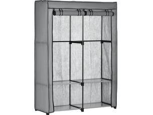 Armoire pliable 118x49x170 cm avec 2 tringles et 4 compartiments gris clair